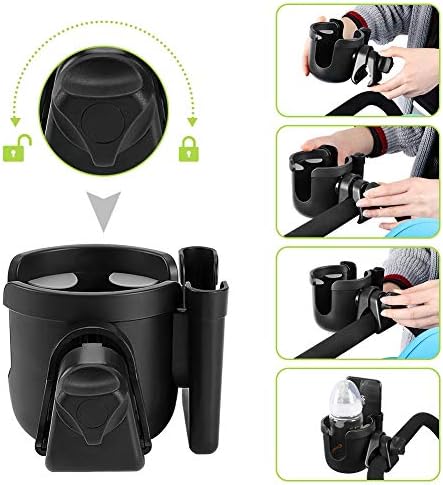 Accmor Stroller Cup Holder with Phone Holder, Bike Cup Holder, Walker Scooter Wheelchair Cup Holder Attachment, Universal Cup Holder for Uppababy Graco Strollers - Image 5