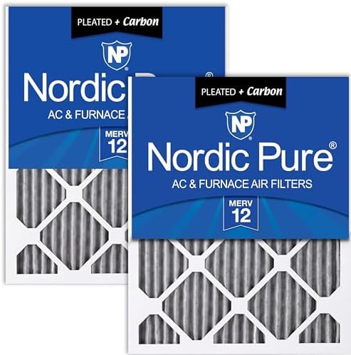 Nordic Pure 18x20x1 Pleated MERV 12 Plus Carbon Air Filters 2 Pack by NordicPure