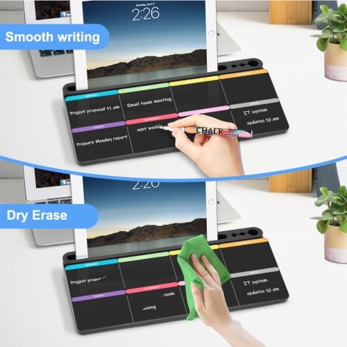 Desktop Glass Whiteboard with Storage, Weekly Calendar Desk White Board - Image 4