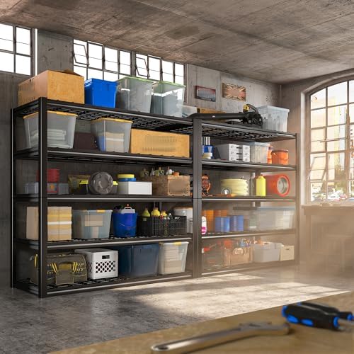 REIBII 48.2''W Garage Shelving Heavy Duty Metal Shelving 3000LBS Storage Shelves Adjustable Metal Shelves Industrial 5 Tier Garage Shelf for Basement Pantry Warehouse Supermarket, 3 Pack - Image 2