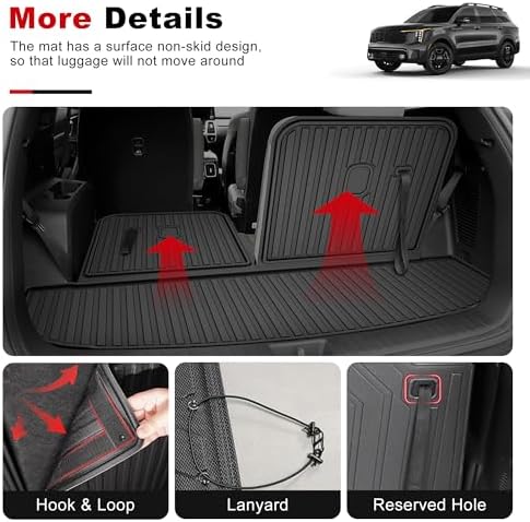 Cargo Mat for Kia Sorento 2021-2026, IKABEVEM Trunk Mat with Seatback Mat - Image 5