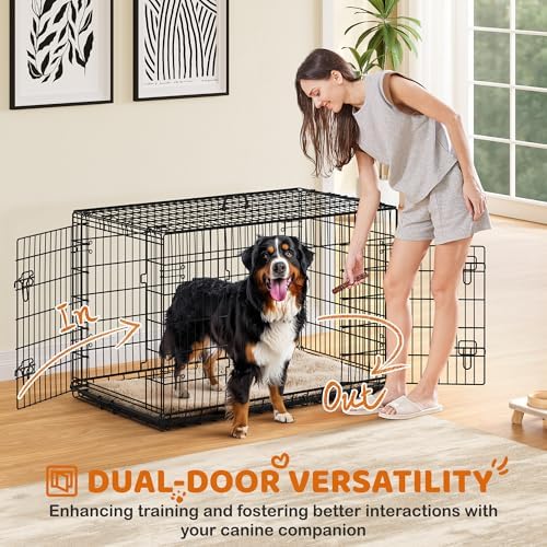 Yaheetech 48in Double Door Metal Dog Crate w/Divider for Puppy Indoor Use - Image 2