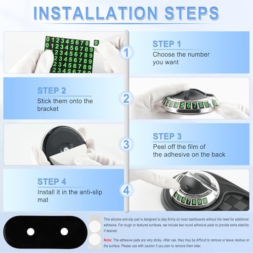 LivTee Multifunction Car Anti-Slip Mat, 360° Rotatable Multifunctional Car Dashboard Mobile Phone Holder with Temporary Parking Number, Universal Dashboard Accessories for Organized Storage(BG-Silver) - Image 5