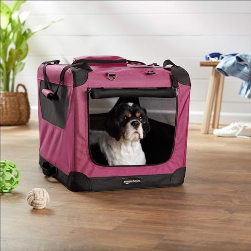 Amazon Basics Folding Portable Soft Pet Dog Crate Carrier Kennel, 26 x 18 x 18 inches, Red - Image 5