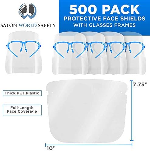 Salon World Safety Face Shields with Blue Glasses Frames (Case of 500) - Image 2