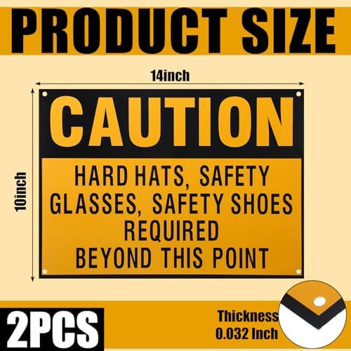 2 PCS Hard Hats Safety Glasses Safety Shoes Required Sign - Image 2