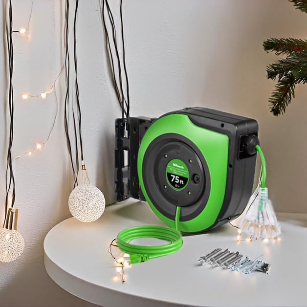Retractable Cord Reel, 75 FT Heavy Duty Extension Cord, 14AWG/3C SJTOW - Image 3