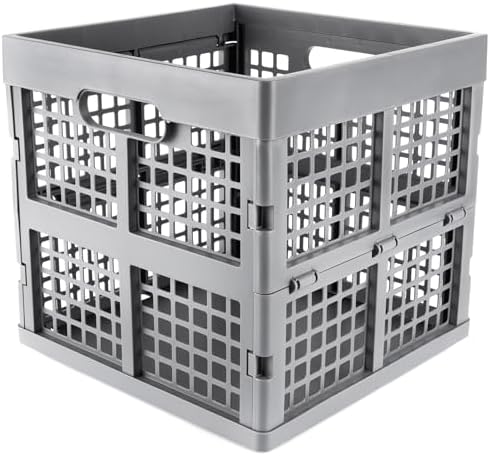 Eslite 3-Pack Collapsible Plastic Storage Crates,Foldable Crates for Storage,16L (Grey) - Image 2