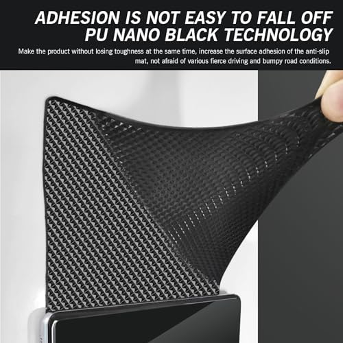 2 PCS Car Dashboard Anti-Slip Mat, 10.62" x 5.9" Grid Pattern High Temperature Resistant Washable Center Console Storage Mat, Double-Sided Self-Adhesive Accessories, for Most Cars (Black) - Image 6