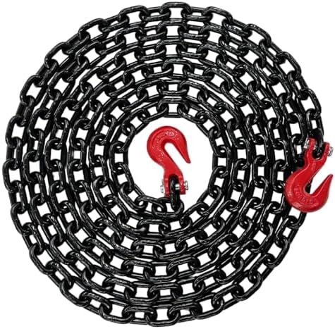 3/8" X 20' Grade 80 Transport Binder Chain - 7,100 LBS WLL - Clevis Grab Hook, Tie-Down, Towing by Falcon+Cargo