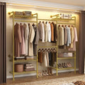 3-Bay Industrial Pipe Closet System, Wall Mounted Garment Racks, Gold by LEFURTURE