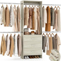 Aheaplus Closet System, 4.2-9Ft Closet Organizer with with 4 Rods, White Oak by Aheaplus