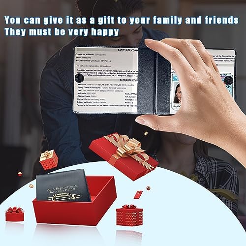 Ziciner Car Registration Insurance Holder, 2Pack Essential Auto Card Document Glove Box Organizer with Touch Fastener, Vehicle Interior Accessories Perfect for Most Car, Truck, SUV (Black/Gold Words) - Image 5