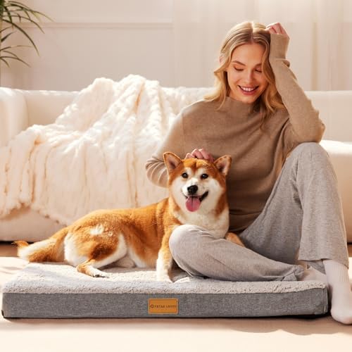 Patas Lague Orthopedic Large Dog Bed Washable Pet Sofa Mat 56''X40'' Ivory - Image 2
