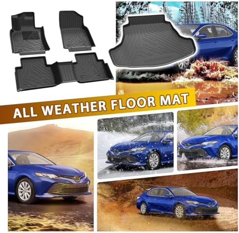 Powerty Floor Mats Cargo Liner for Toyota Camry 2018-2024 FWD Only (Not Fit Hybrid or AWD) All Weather 3D TPE Anti-Slip Car Protection, 1st & 2nd Row Set with Rear Cargo Mat Accessories - Image 6