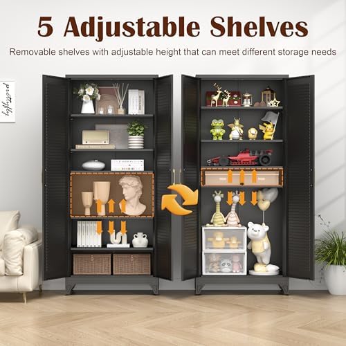 SteeLoong 75" Metal Storage Cabinet with Doors and 5 Adjustable Shelves - Image 6
