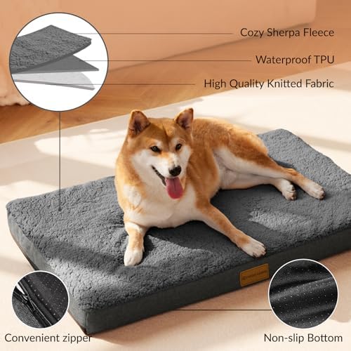Patas Lague Orthopedic Large Dog Bed Pet Sofa Mat 56''X40'' Dark Grey - Image 4