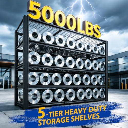 5000LBS 5-Tier Heavy Duty Garage Shelving, 84.01" H x 62.01" W x 24.01" D Adjustable Boltless Metal Storage Rack, Black Industrial Shelving Unit for Warehouse, Basement, Pantry - Image 4