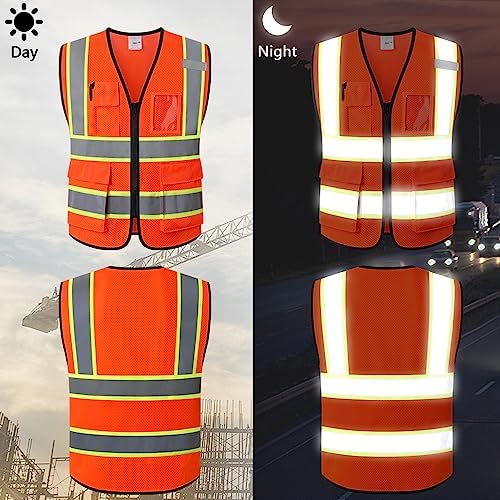 Reflective Safety Vest for Men Women with Pockets,KZ177,Orange,XL - Image 5