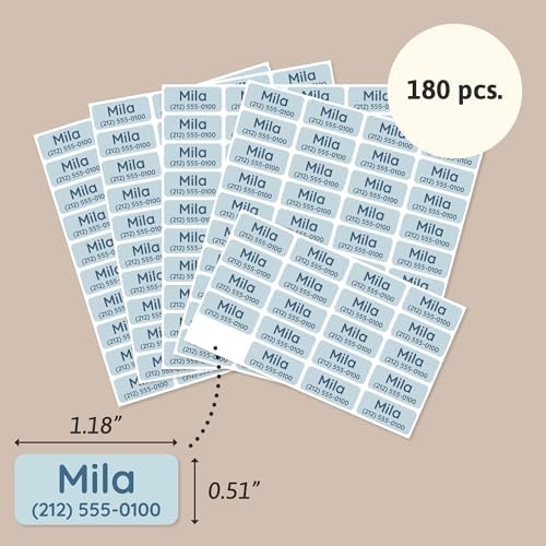 TeddyLabels - Clothing Labels for Nursing Home (180) – Self-Adhesive Name Tags for Clothes and Personal Items. Personalized Labels for Daycare, Nursing Homes, and Laundry Use - Light Blue - Image 6