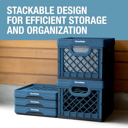 CleverMade Collapsible Milk Crates For Storage, 25L 3 Pack, 50 lb, Obsidian - Image 6