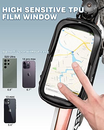 ROCKBROS Bike/Bicycle Phone Front Frame Bag, Waterproof, Tube Cycling Pouch - Image 3