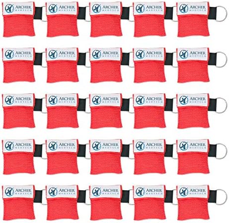 CPR Keychain Face Shields with One-Way Valve, 25 Pack by ArcherMedTech