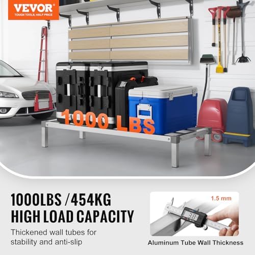 VEVOR Aluminum Dunnage Rack, 48” x 20” Commercial Food Floor Rack, 8” Off the Floor, 1000 lbs Capacity All-Welded Aluminum Storage, for Storage in Restaurants, Kitchens, Garages and Vehicles - Image 2