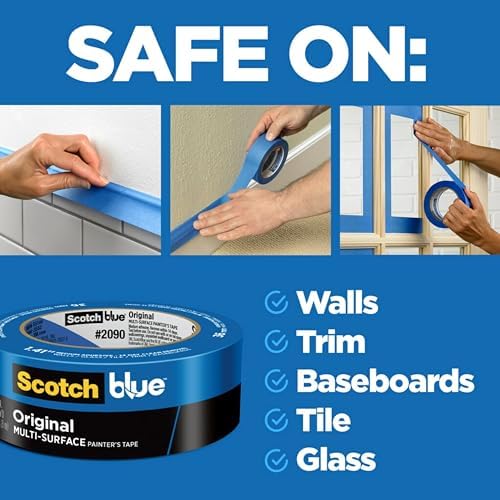 ScotchBlue Original Multi-Surface Painters Tape, 1 Inch Wide (0.94 in. x 60 Yds), 3 Rolls, Blue, Paint Tape Protects and Removes Easily, Masking Tape for Indoor and Outdoor Use (2090-24EC3) - Image 4
