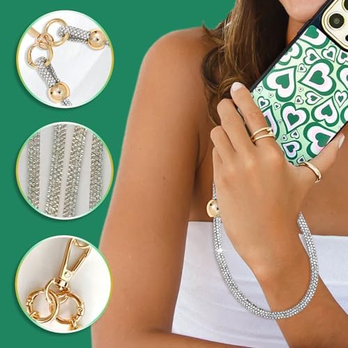Crystal Phone Strap Crossbody and Wrist Lanyard, Anti Theft Layered & Wrist Strap Cell Phone Neck for Women - Image 3