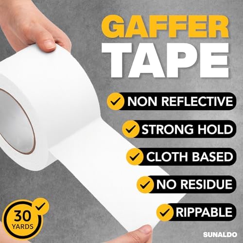 Gaffers Tape (3"x30 yards) Heavy Duty, Easy Rip, No Residue | White - Image 3