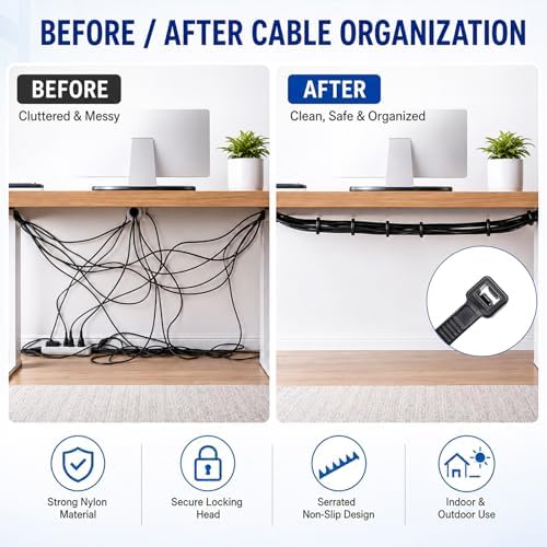 Zip Ties 12 inch, 4000 Pack Heavy Duty Black Zip Ties with 120 lbs Tensile Strength, Self-Locking Nylon Cable Ties,Wire Ties for indoor and outdoor use. - Image 5