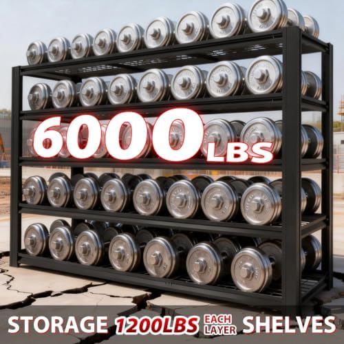 5T 62“ W x 24” D x 84" H Heavy-Duty Garage Shelving, Metal Shelving, 6000LBS Storage Shelves, Adjustable Metal Shelves for Storage, Industrial Garage Shelves for Warehouses and Basements*3 - Image 4