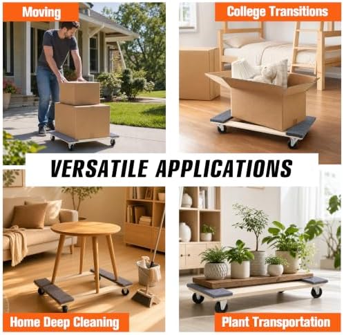 Hardwood Furniture Moving Dolly, with 4 PP Swivel Casters Each - Image 3