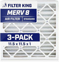 Filter King 11.5x11.5x1 Air Filter | 3-PACK | MERV 8 HVAC Pleated A/C Furnace Filters | MADE IN USA | Actual Size: 11.5 x 11.5 x .75" by FilterKing