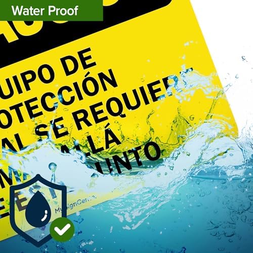 Caution Personal Protective Equipment Required Beyond This Point Bilingual Osha Sign, 10x7 Inches, Rust Free .040 Aluminum, Fade Resistant, Made in USA by My Sign Center - Image 7