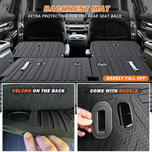 KUST Cargo Mat for 2020-2025 Kia Telluride 7 Seats, Rubber Rear Trunk Liner with 2nd/3rd Row Backrest Kick Mat for Telluride Accessories High Edge Cover All Weather Protection - Image 5