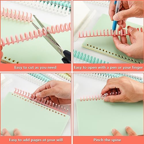 Binding Spines/Coils/Combs: Open & Close Easily Adding Pages for Notebook ，Worklion Binding Machine 30 Ring Diameter 3/8"Binding Combs， Maximum 65 Sheets Multicolor Trimmable Sturdy 10pieces - Image 5