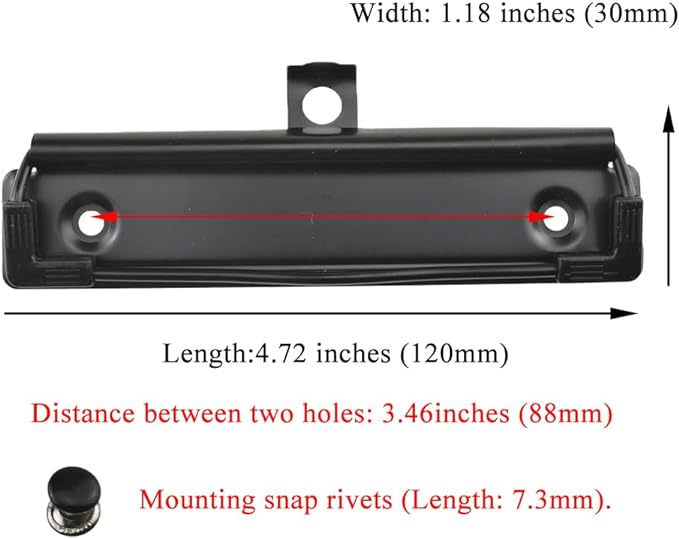 HAHIYO 4.72 Inches Black Metal Mountable Clipboard Clips - Image 2