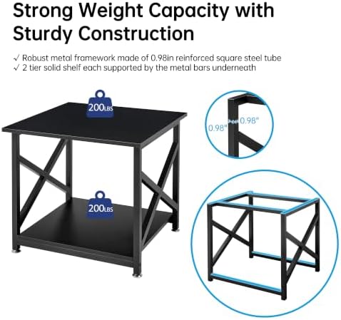 Fannova 2 Tier Large Printer Stand 23.6"x23.6"x22.6" with Storage Shelf - Image 4