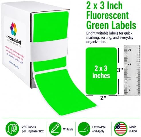 ChromaLabel Moving Labels, 2 x 3 Inch Fluorescent Green, 250/Box - Image 2