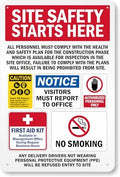 Construction Site Sign Panel: Jobsite Safety - Site Safety Starts Here Metal Sign 12 x 16 Inches – Warning for Wall or Fence by Unknown