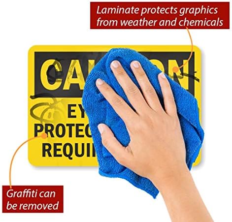 SmartSign Adhesive Vinyl OSHA Safety Sign, Legend "Caution: Eye Protection Required", 7" high x 10" wide, Black on Yellow - Image 2