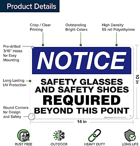 Safety Glasses and Safety Shoes Required Beyond This Point Sign, 10x14 - Image 6