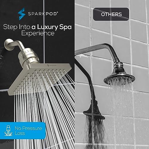 SparkPod Filtered Shower Head, 23-Stage, 8" Square, Brushed Nickel - Image 4