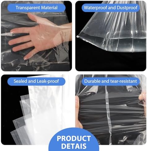 Large Clear Plastic Storage Bags, 35" x 47 Food-Grade Clear Plastic Flat Open Poly Bags for Blanket, Pillows, Seasonal Clothing, Comforter and Basement Storage (2 Mil/10 Count) - Image 6