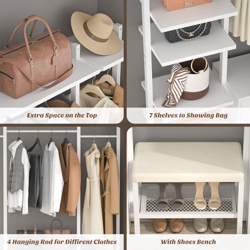 Aheaplus Closet System with 6 Drawers, 8FT Wood Closet Organizer, White - Image 3
