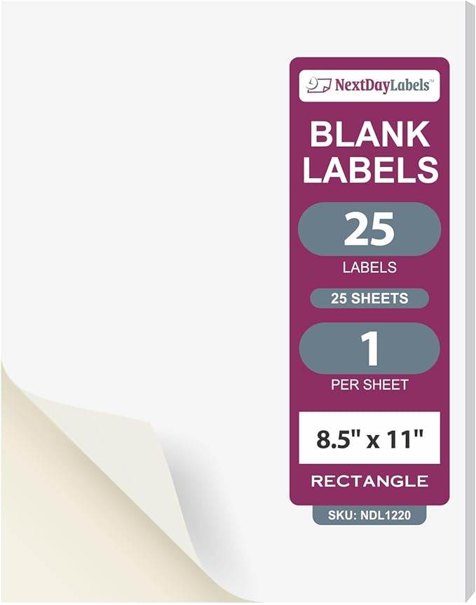 NextDayLabels - Full Page Labels 8.5 x 11 - White Shipping Labels - 8.5 x 11 by NextDayLabels