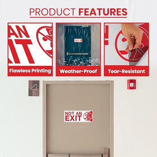 6 x Not an Exit Sign Sticker | 10 x 4 Inch Self-adhesive Vinyl This is Not an Exit Sign | UV-resistant, Waterproof Not an Exit Signs for Business - Image 3