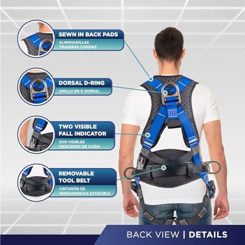 Palmer Safety Hammerhead 5pt Safety Harness Back Padded, QCB Chest, Tongue Buckel Legs Straps, Back & Side D-Rings - Image 3
